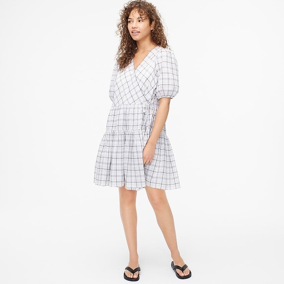 J. Crew Dresses & Skirts - J.Crew Puff Sleeve Cotton Wrap Dress Large